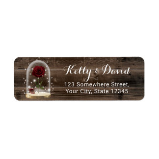Rustic Wood Rose Glass Dome Fairytale Address