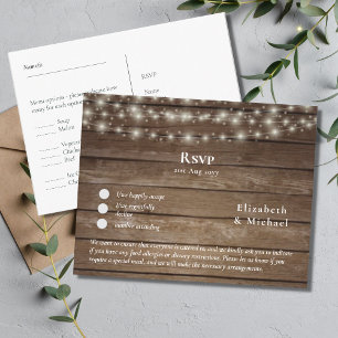 Rustic Wood RSVP with Menu Template Postcard