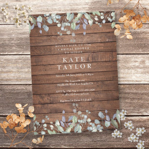 Rustic Wood Sage and Lilac Floral Bridal Shower Invitation