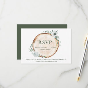 Rustic Wood Sage Watercolor reserved seats RSVP Card