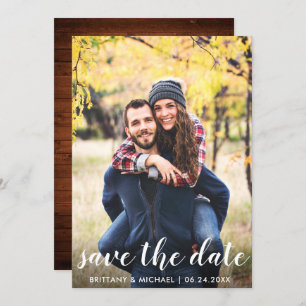 Rustic Wood Save The Date Engagement Announcement