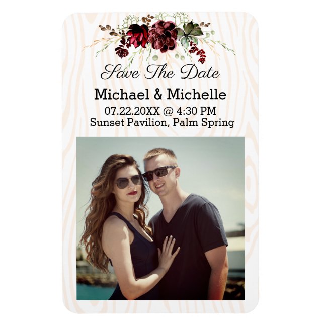 Rustic Wood Save The Date of Our Wedding Magnet (Vertical)