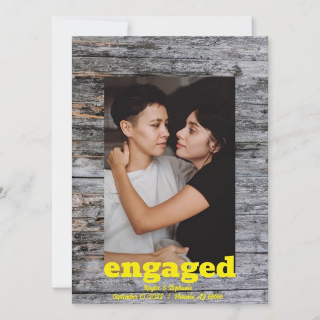 Rustic Wood Save the Dates - Engagement Photo Date (Front)