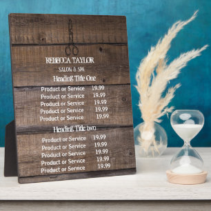 Rustic Wood Scissor Salon Pricing/Service Plaque