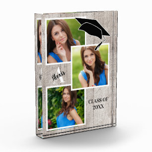 Rustic Wood Senior Portrait Collage Photo Block
