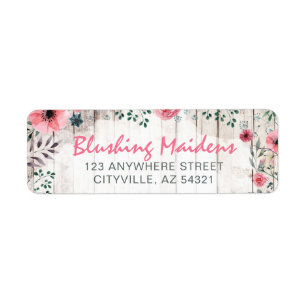 Rustic Wood Shabby Chic Pink Roses Return Address