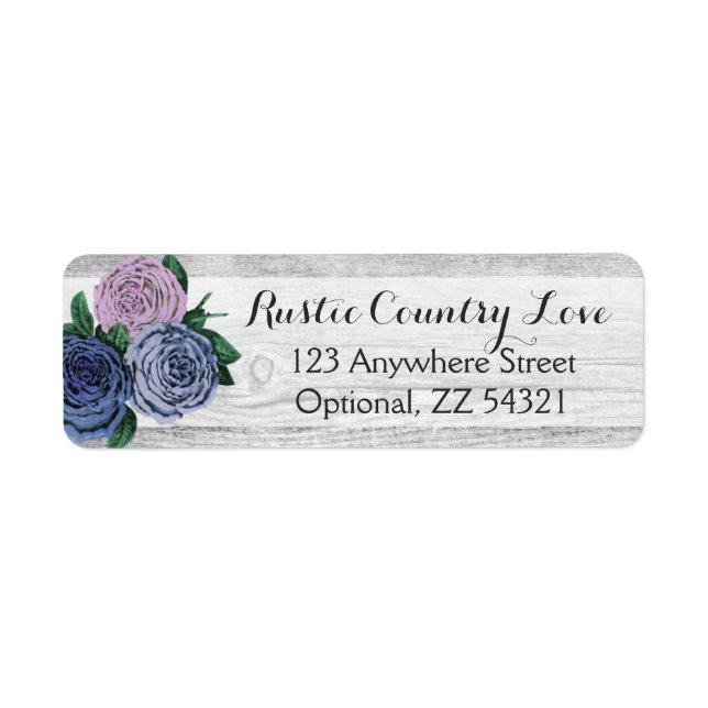 Rustic Wood & Shabby Chic Rose Return Address (Front)