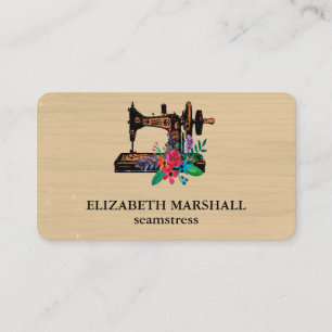 Rustic Wood Shabby Cottage Chic Sewing Machine Business Card
