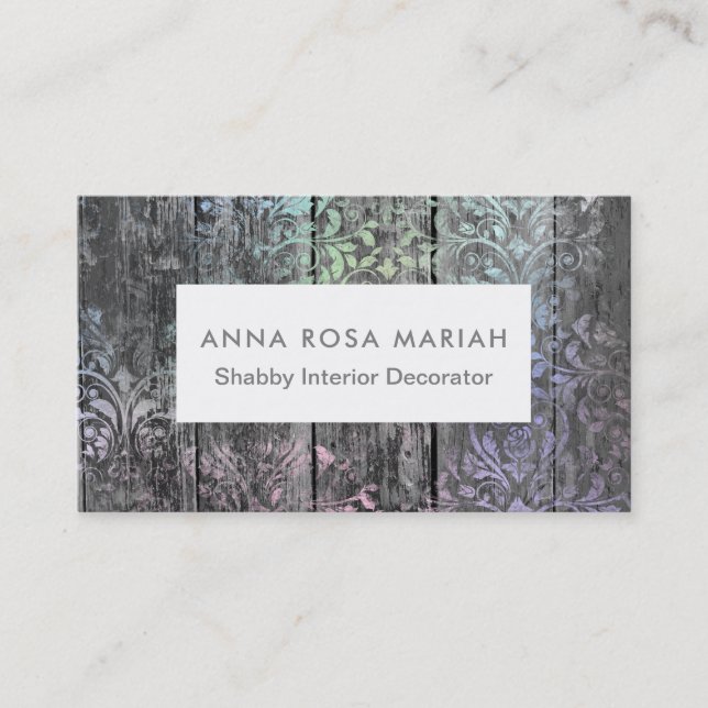 *~* Rustic Wood Shabby Floral Vintage Business Card (Front)