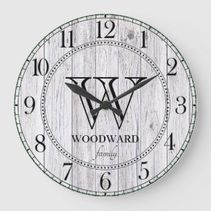 Rustic Wood Shiplap Farmhouse Personalised Large Clock