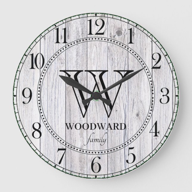 Rustic Wood Shiplap Farmhouse Personalised Large Clock (Front)