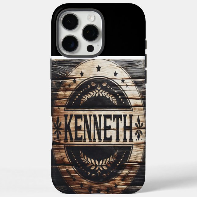 Rustic Wood Sign With Kenneth Case-Mate iPhone Case (Back)
