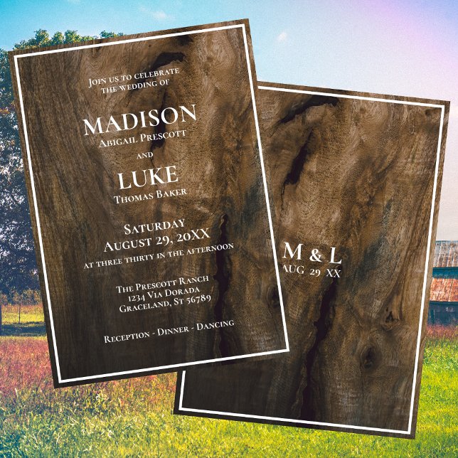Rustic Wood Simple Minimalist Wedding  Invitation (Creator Uploaded)