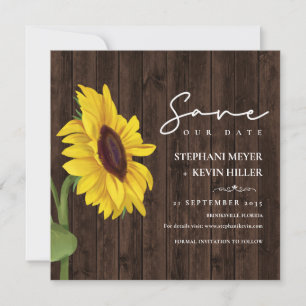 Rustic Wood Simple Sunflower Wedding Save The Date