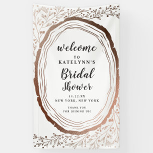 Rustic Wood Slice Copper Bridal Shower Welcome Banner
