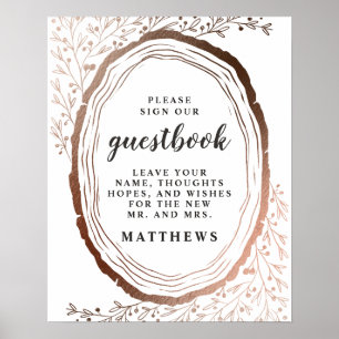 Rustic Wood Slice Copper Foil Fall Guestbook Sign