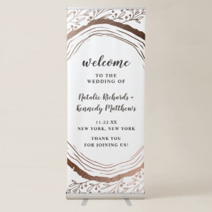 Rustic Wood Slice Copper Foil Fall Wedding Welcome Retractable Banner