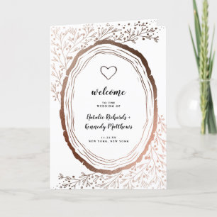 Rustic Wood Slice Copper Foil Wedding Ceremony Programme