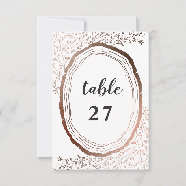 Rustic Wood Slice Copper Wedding Table Numbers (Front)