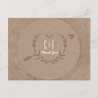 Rustic Wood Slice | Thank You Postcard