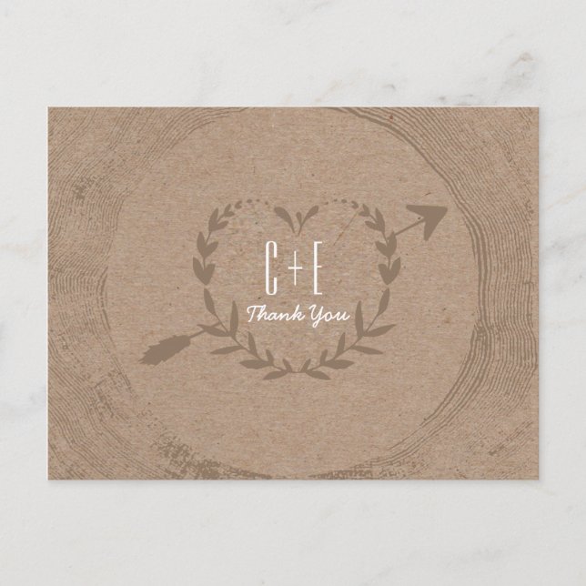 Rustic Wood Slice | Thank You Postcard (Front)