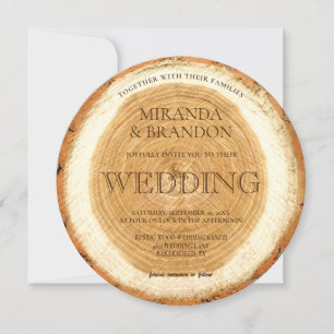Rustic Wood Slice Wedding Invitation
