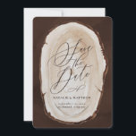 Rustic wood slice wedding save the date invite<br><div class="desc">Rustic wedding wood slice save the date invite. With beautiful watercolor details. This modern wedding invite is sure to set the style for your big day.</div>