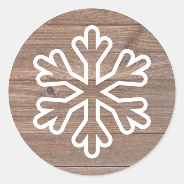 Rustic Wood Snowflake - Circle Sticker (Front)