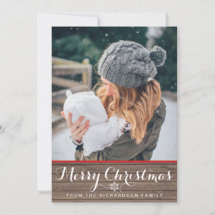 Rustic Wood Snowflakes Photo Christmas Card