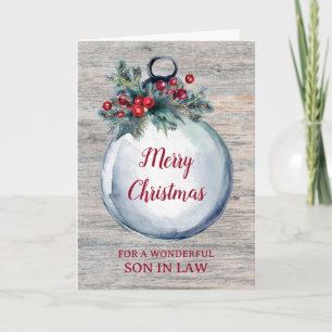 Rustic Wood Son in Law Merry Christmas Card