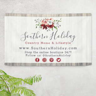 Rustic Wood & Southern Country Cotton Boutique Banner