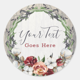 Rustic Wood & Southern Country Cotton Boutique Classic Round Sticker