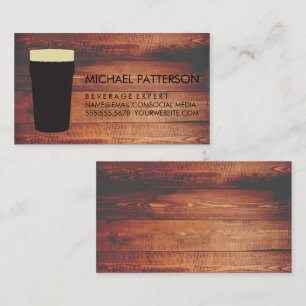 Rustic Wood Square   Beer Glass Business Card