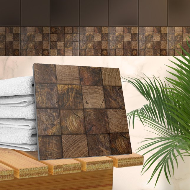 Rustic Wood Square Mosaic Art Tile (Creator Uploaded)