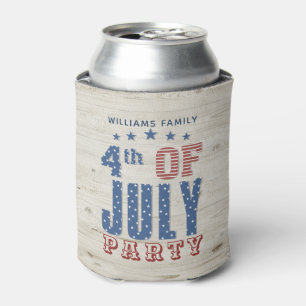 Rustic Wood Stars & Stripes    4th of July Can Cooler