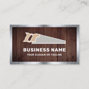 Rustic Wood Steel Hand Saw Handyman Carpenter Business Card