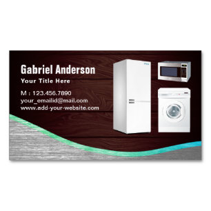 Rustic Wood Steel Home Appliances Repair Magnetic Business Card