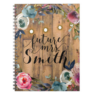 Rustic Wood Stick Floral Wreath Lights Future Mrs. Notebook