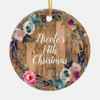 Rustic Wood Stick Floral Wreath Personalised