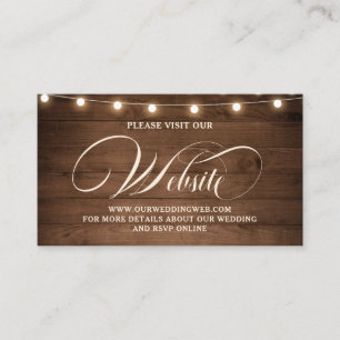 Rustic Wood String Light Wedding Web Site Details Enclosure Card