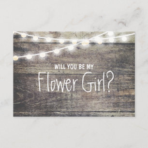 Rustic wood string light Will you be my FlowerGirl Invitation