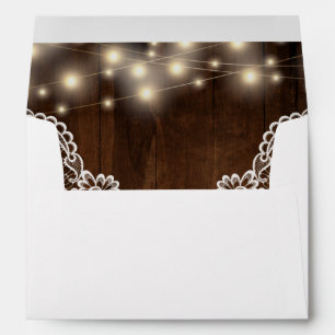 Rustic Wood String Lights and Lace   Envelope