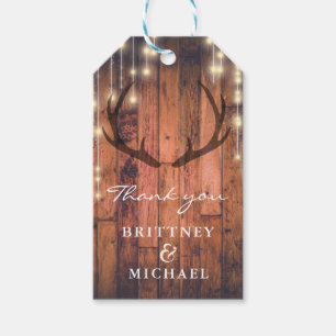 Rustic Wood String Lights Antler Gift Tags