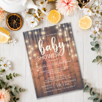 Rustic Wood String Lights Baby Shower