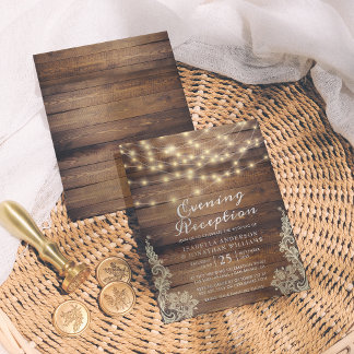 Rustic Wood & String Lights Evening Reception