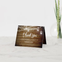 Rustic Wood String Lights Graduation Thank You