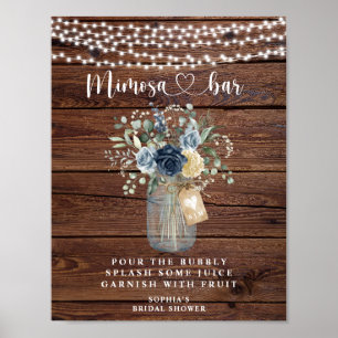 Rustic Wood String Lights Mason Jar Mimosa Bar Poster
