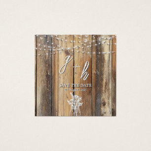 Rustic Wood String Lights Mason Jar Save the Dates