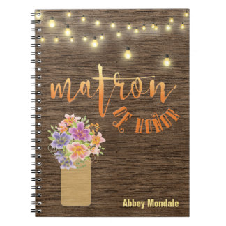 Rustic Wood String Lights “Matron-of-Honour” Notebook