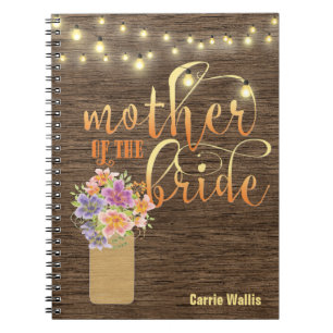 Rustic Wood String Lights Mother of the Bride Notebook